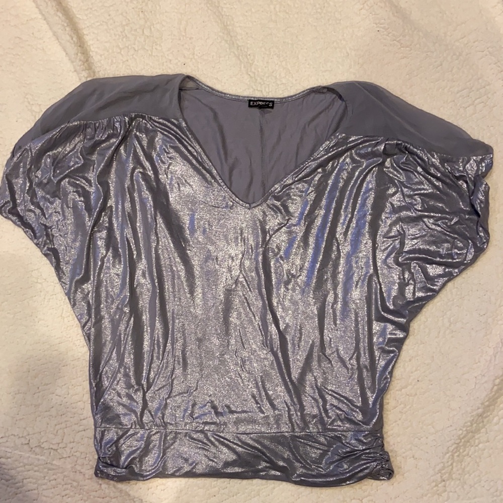Express Silver Metallic Blouse - image 1